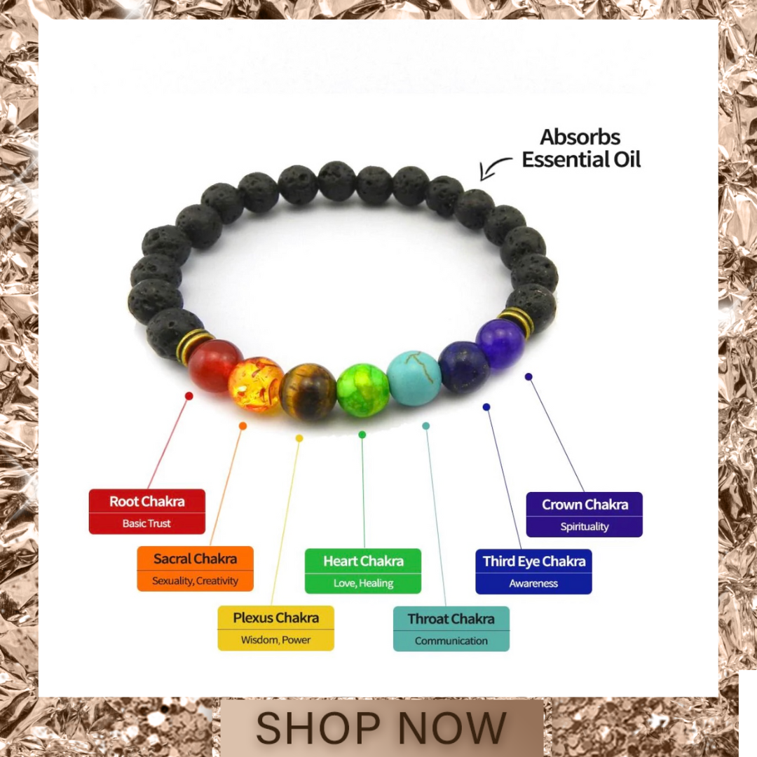 Chakra Lava Healing Stone Bracelet