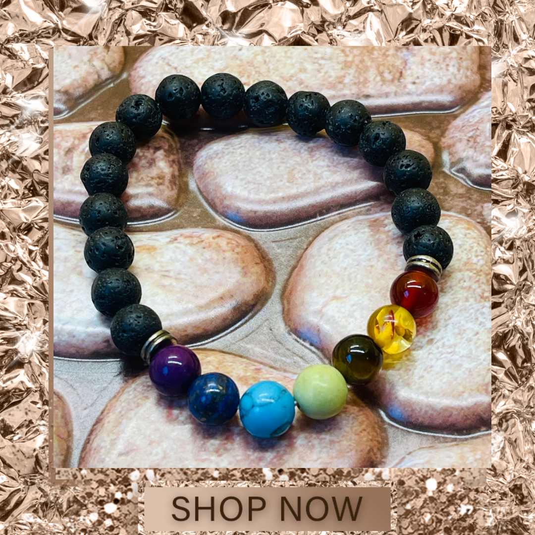 Chakra Lava Healing Stone Bracelet